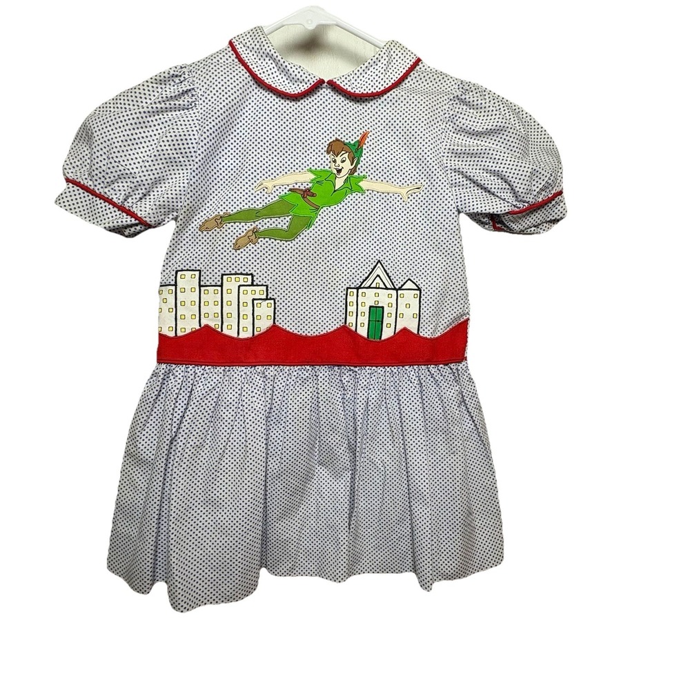 Girls Dress VTG Peter Pan Disney Classic Film Character Sz 4T Polka Dots Rare - Picture 1 of 5